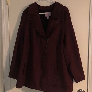 Old Navy Burgundy faux suede moto jacket